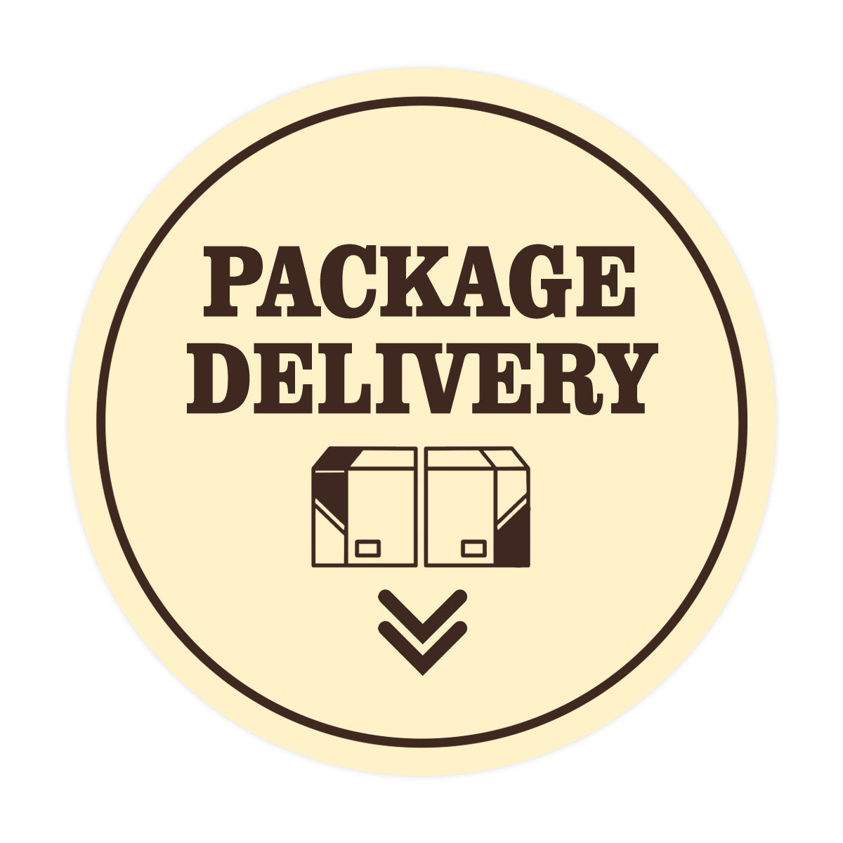 Signs ByLITA Circle Package Delivery (Package Arrow Down) Wall or Door Sign