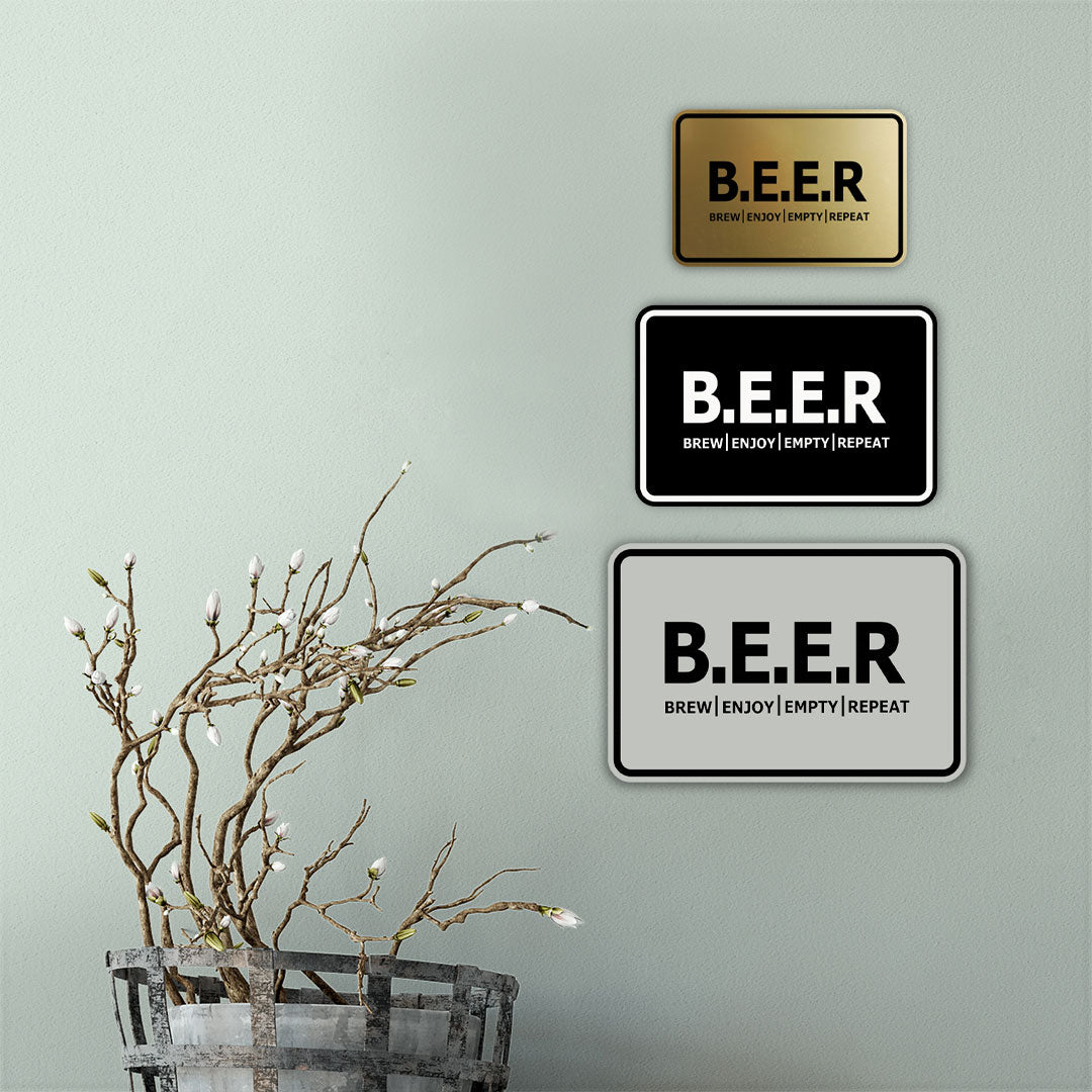 Signs ByLITA Classic Framed B.E.E.R = Brew. Enjoy. Empty. Repeat Wall or Door Sign