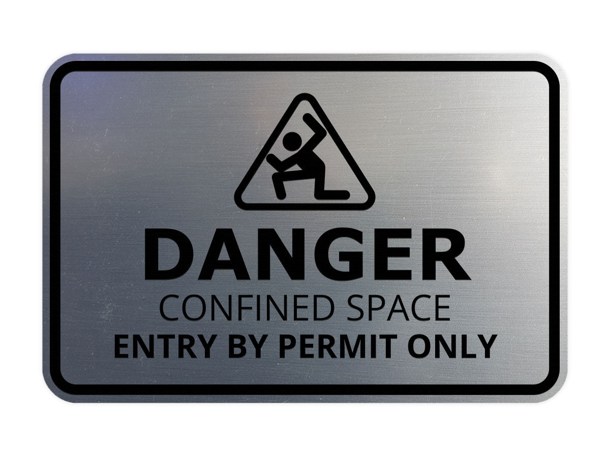 Signs ByLITA Classic Framed Danger: Confined Space - Entry by Permit Only Door or Wall Sign Easy Installation | Health And Safety | Building And Warning Signs
