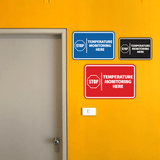 Signs ByLITA Classic Framed Stop! Temperature Monitoring Here Door or Wall Sign Easy Installation | Health And Safety | Building And Hospitality Signs