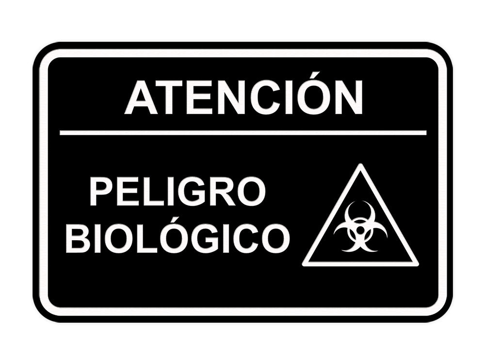 Signs ByLITA Classic Framed Atención Peligro biológico Door or Wall Sign Easy Installation | Health And Safety | Building And Hospitality