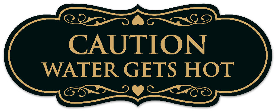 Signs ByLITA Designer Caution Water Gets Very Hot Sign - Easy Installation | Durable Wall or Door Sign