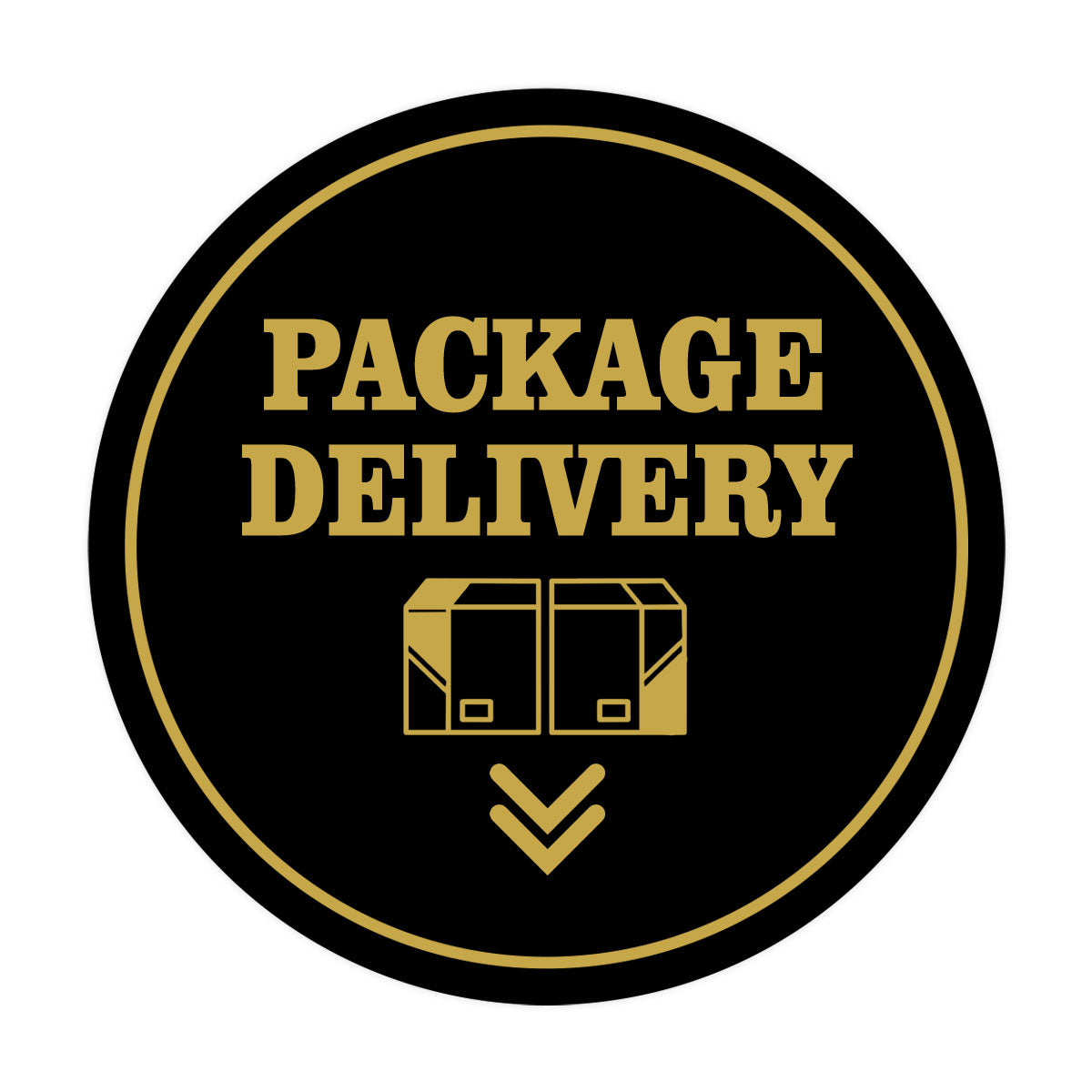 Signs ByLITA Circle Package Delivery (Package Arrow Down) Wall or Door Sign