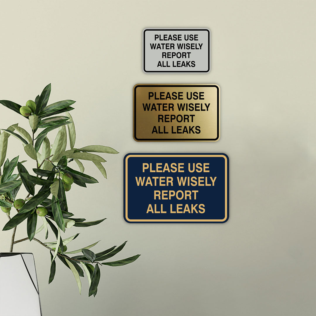 Signs ByLITA Classic Framed Please Use Water Wisely Report All Leaks Door or Wall Sign | Eco-Friendly Home Signs