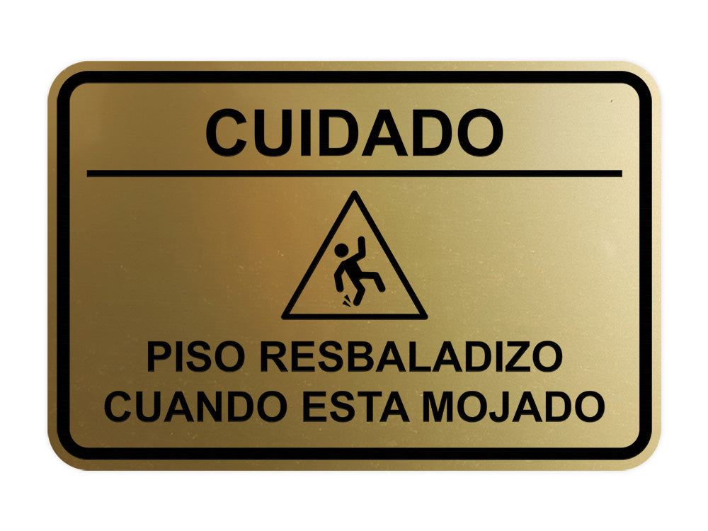 Signs ByLITA Classic Framed Cuidado: Piso Resbaladizo cuando esta mojado Door or Wall Sign Easy Installation | Health And Safety | Building And Hospitality