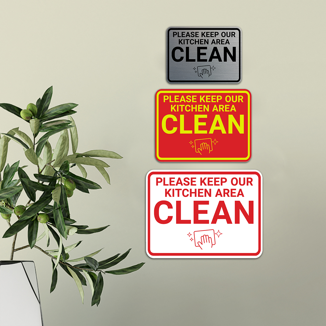 Signs ByLITA Classic Framed Please Keep Our Kitchen Area Clean Wall or Door Sign