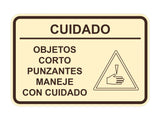 Signs ByLITA Classic Framed Cuidado Objetos Corto Punzantes Maneje con cuidado Door or Wall Sign Easy Installation | Health And Safety | Building And Hospitality