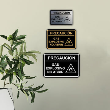 Signs ByLITA Classic Framed Precaución Gas Explosivo - No Abrir Door or Wall Sign Easy Installation | Health And Safety | Building And Hospitality
