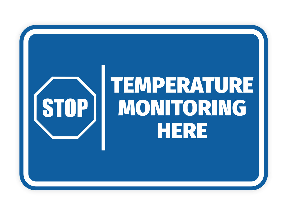 Signs ByLITA Classic Framed Stop! Temperature Monitoring Here Door or Wall Sign Easy Installation | Health And Safety | Building And Hospitality Signs