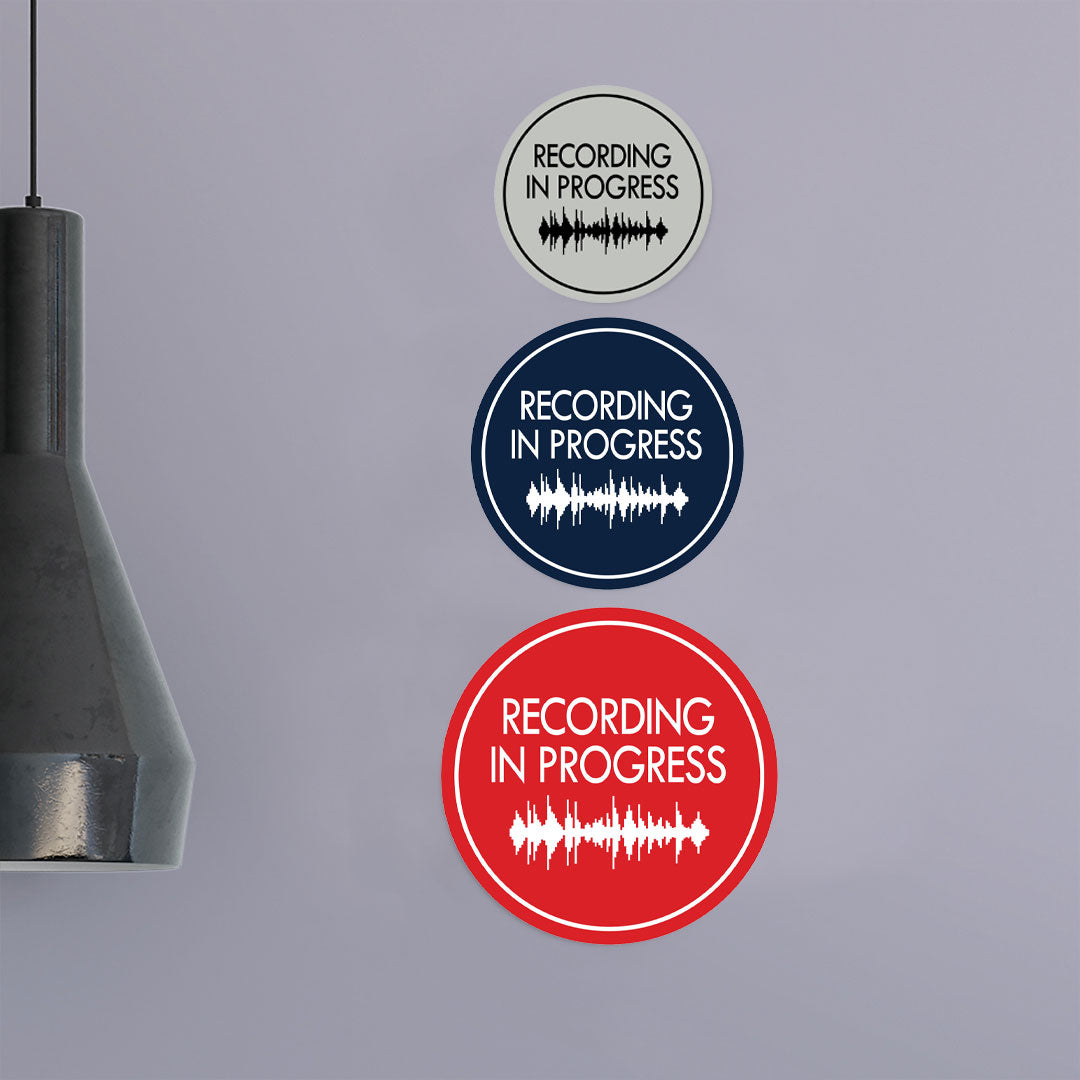Signs ByLITA Circle Recording In Progress (music waves) Wall or Door Sign