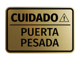 Signs ByLITA Classic Framed Cuidado Puerta Pesada Door or Wall Sign Easy Installation | Health And Safety | Building And Hospitality