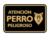 Signs ByLITA Classic Framed Atención Perro Peligroso Graphic Spanish Security Wall or Door Sign