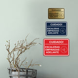 Signs ByLITA Classic Framed Cuidado Escaleras Empinadas Adelante Door or Wall Sign Easy Installation | Health And Safety | Building And Hospitality