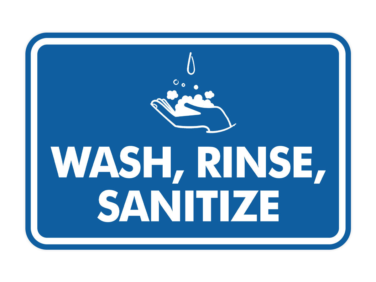 Signs ByLITA Classic Framed Wash, Rinse, Sanitize Wall or Door Sign