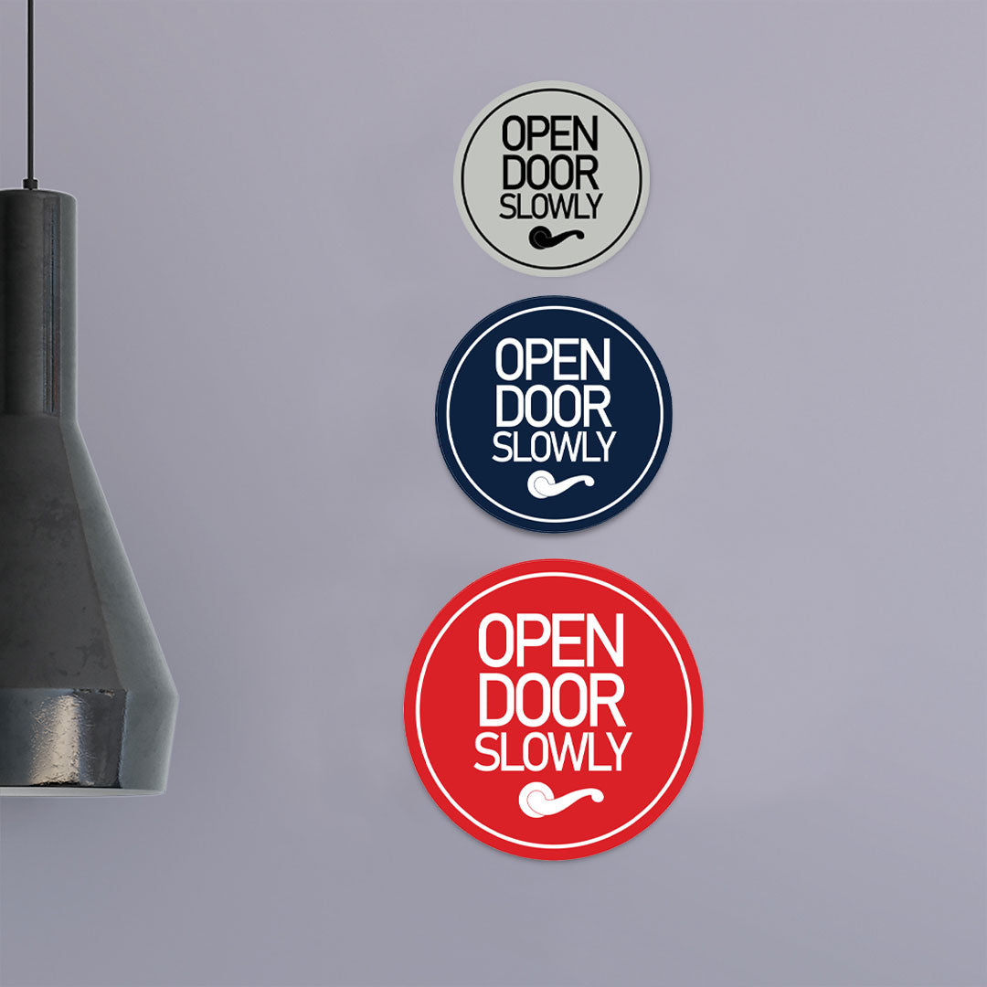 Signs ByLITA Circle Open Door Slowly Wall or Door Sign