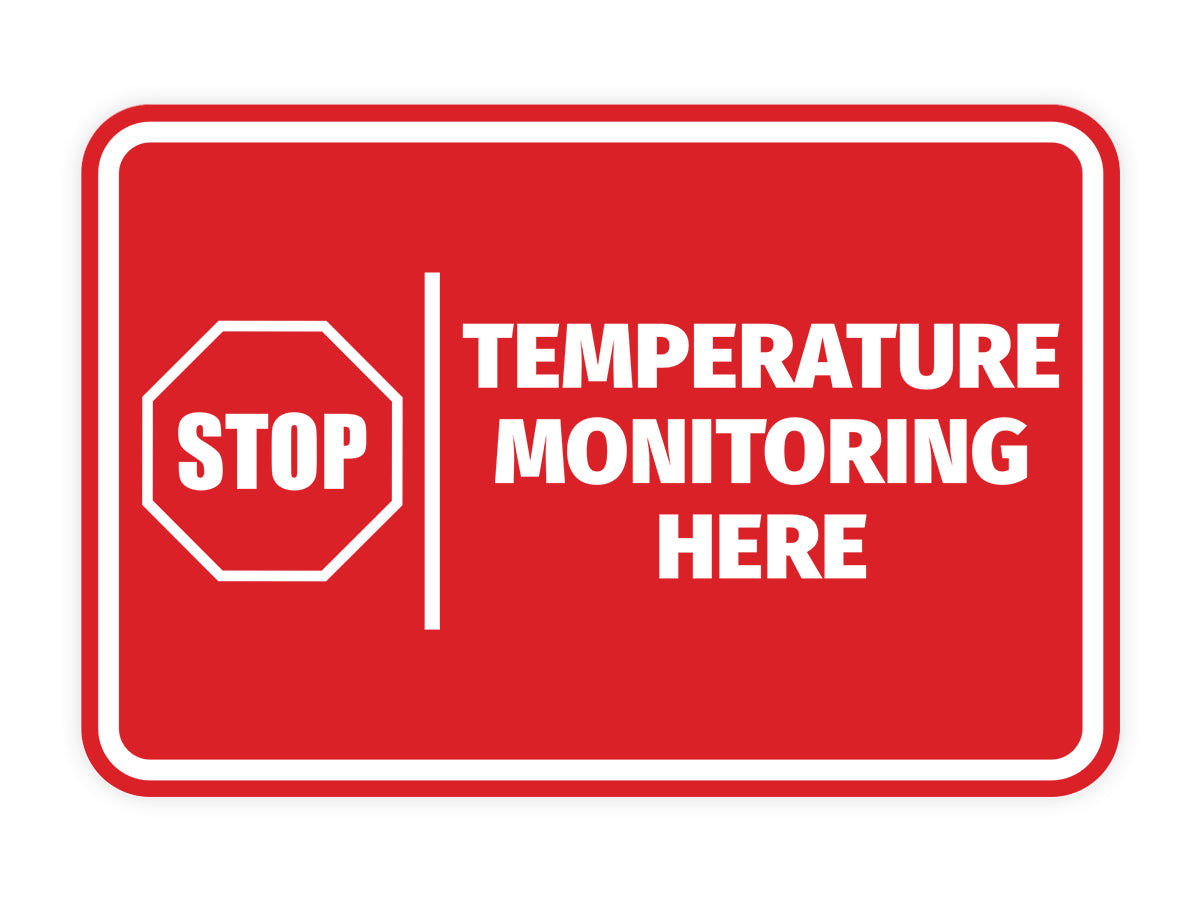 Signs ByLITA Classic Framed Stop! Temperature Monitoring Here Door or Wall Sign Easy Installation | Health And Safety | Building And Hospitality Signs