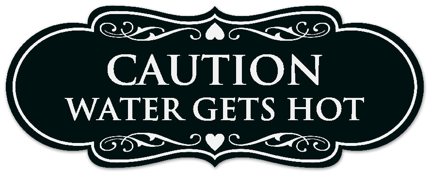 Signs ByLITA Designer Caution Water Gets Very Hot Sign - Easy Installation | Durable Wall or Door Sign