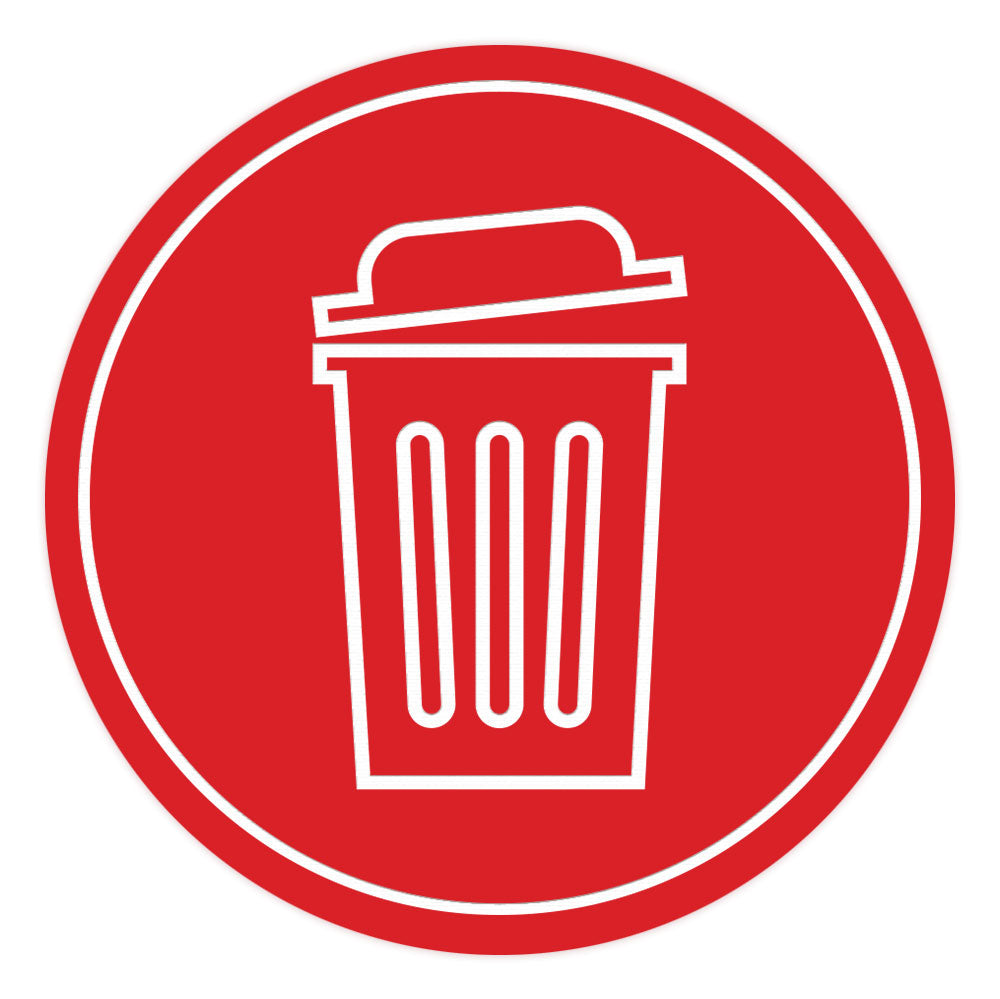 Signs ByLITA Circle Trash Can Graphic Door or Wall Sign | Easy Installation | Durable Construction | Promote Health And Safety | Caution Warning Sign for Home, Business and Office Spaces