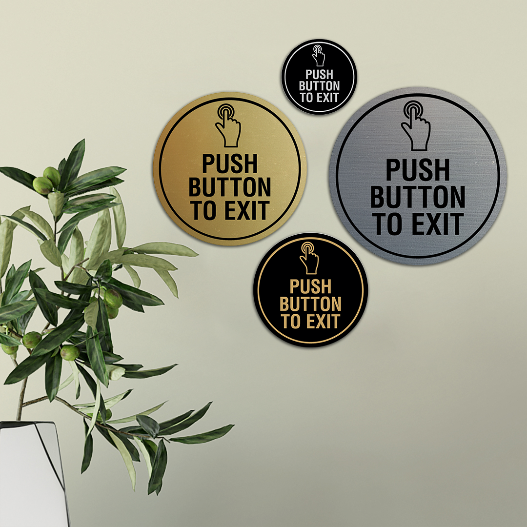 Signs ByLITA Circle Push Button To Exit Wall or Door Sign