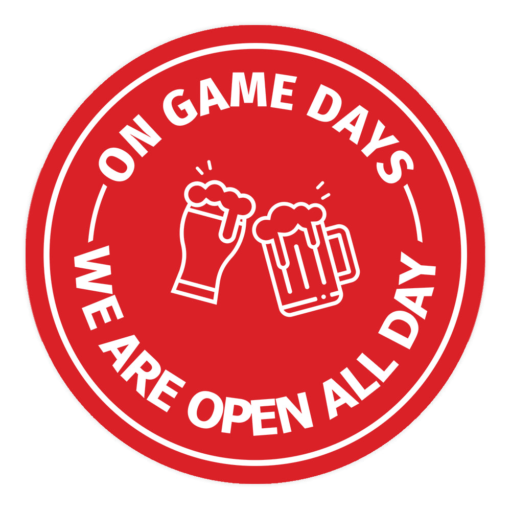 Signs ByLITA Circle On Game Days, We are Open All Day ABS Plastic | Laser Engraved | Easy Installation | Elegant Design Wall or Door Sign