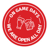 Signs ByLITA Circle On Game Days, We are Open All Day ABS Plastic | Laser Engraved | Easy Installation | Elegant Design Wall or Door Sign