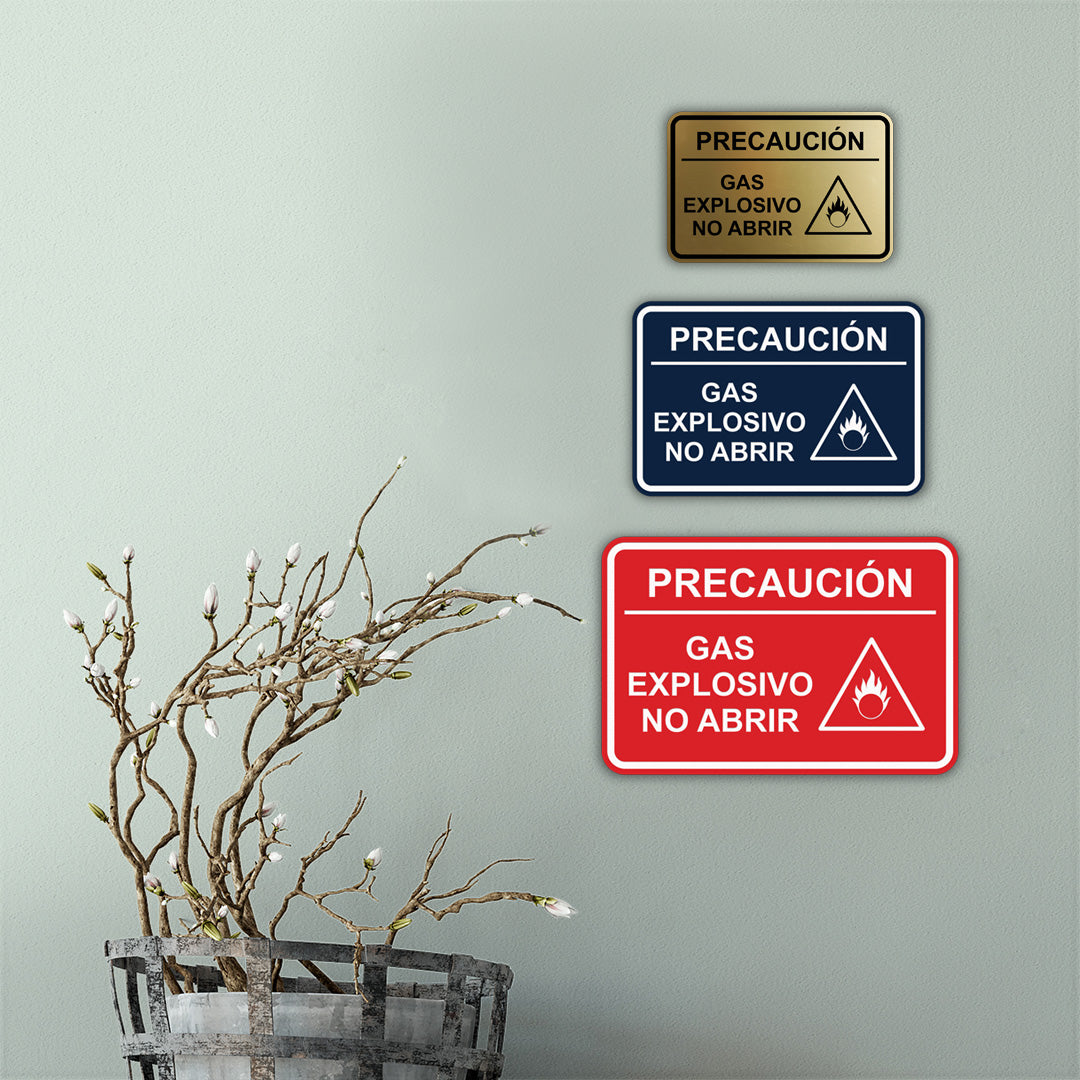 Signs ByLITA Classic Framed Precaución Gas Explosivo - No Abrir Door or Wall Sign Easy Installation | Health And Safety | Building And Hospitality