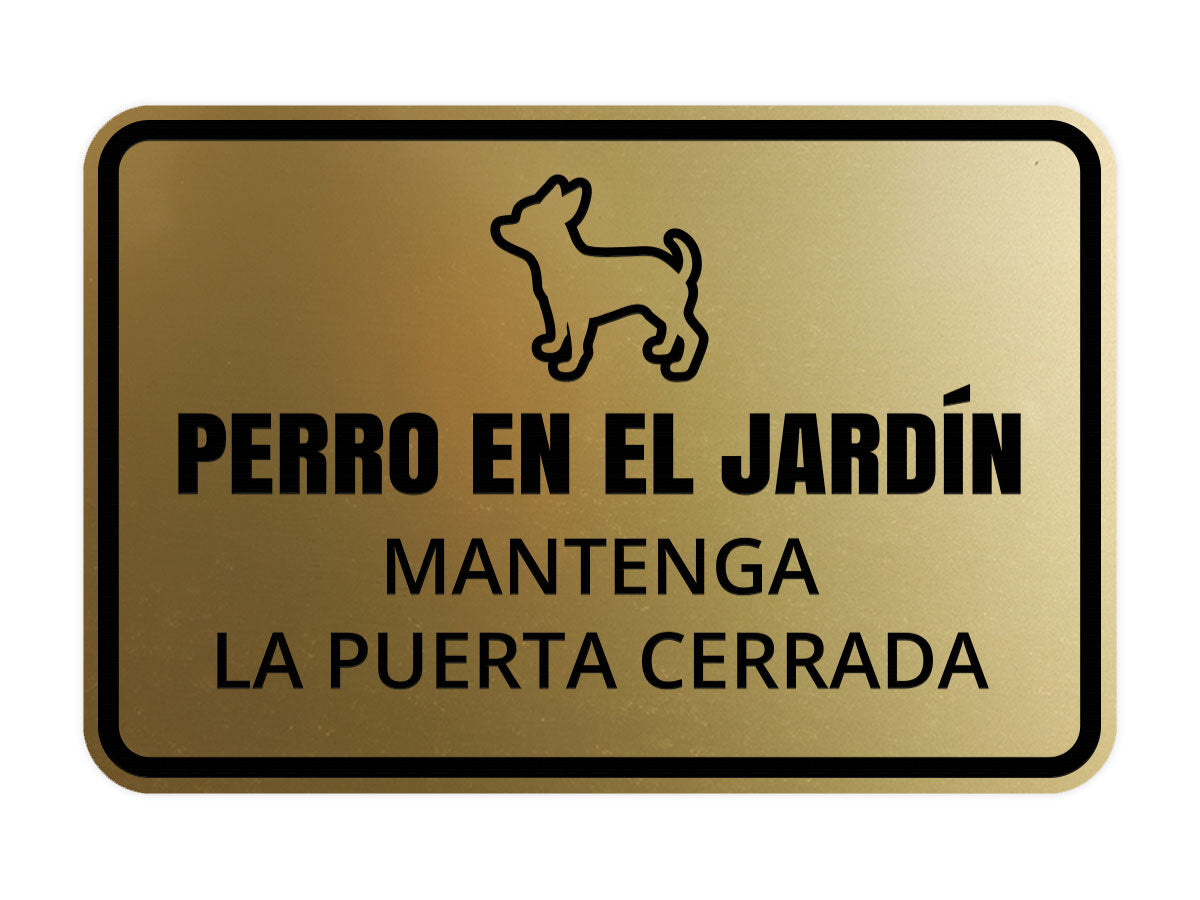 Signs ByLITA Classic Framed Perro En El Jardín Mantenga la Puerta Cerrada Wall or Door | Spanish Home Security Signs