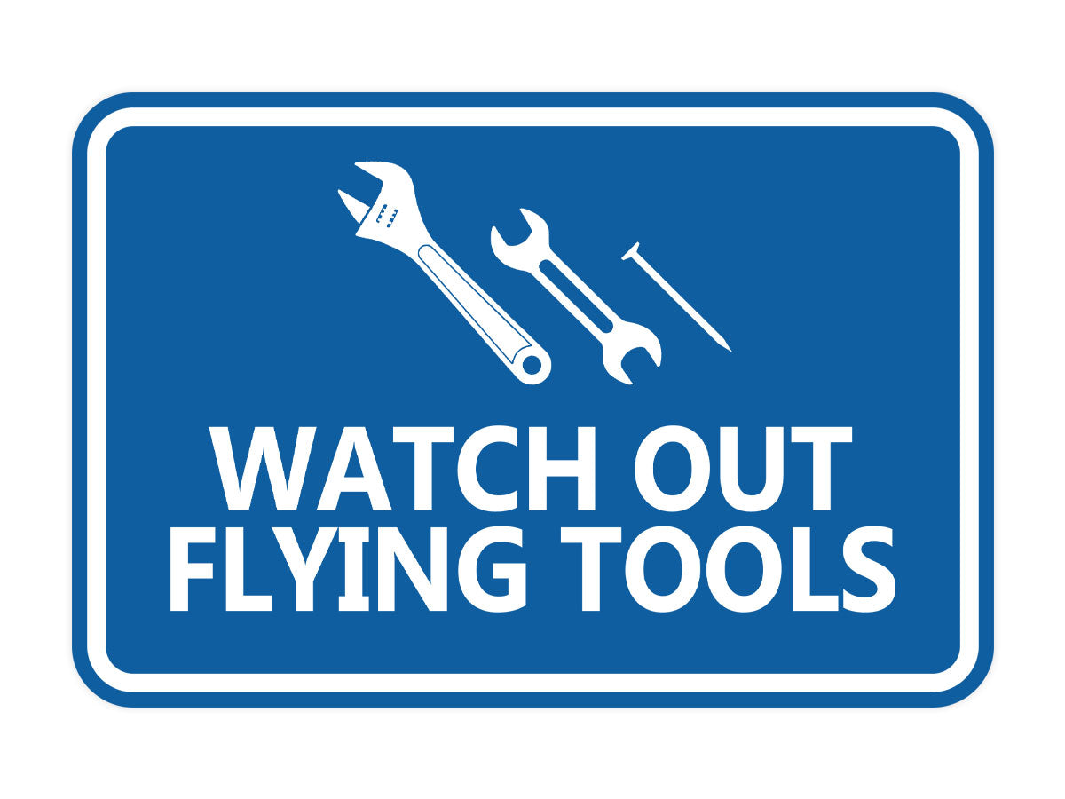 Signs ByLITA Classic Framed Watch Out Flying Tools Wall or Door Sign