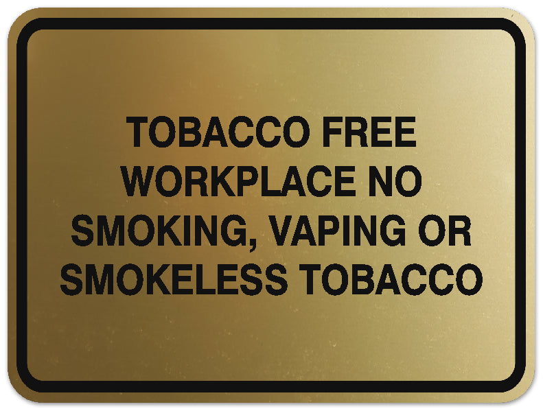 Signs ByLITA Classic Framed TOBACCO FREE WORKPLACE NO SMOKING, VAPING OR SMOKELESS TOBACCO Door or Wall Sign Durable ABS Plastic | Laser Engraved | Easy Installation | Elegant Design