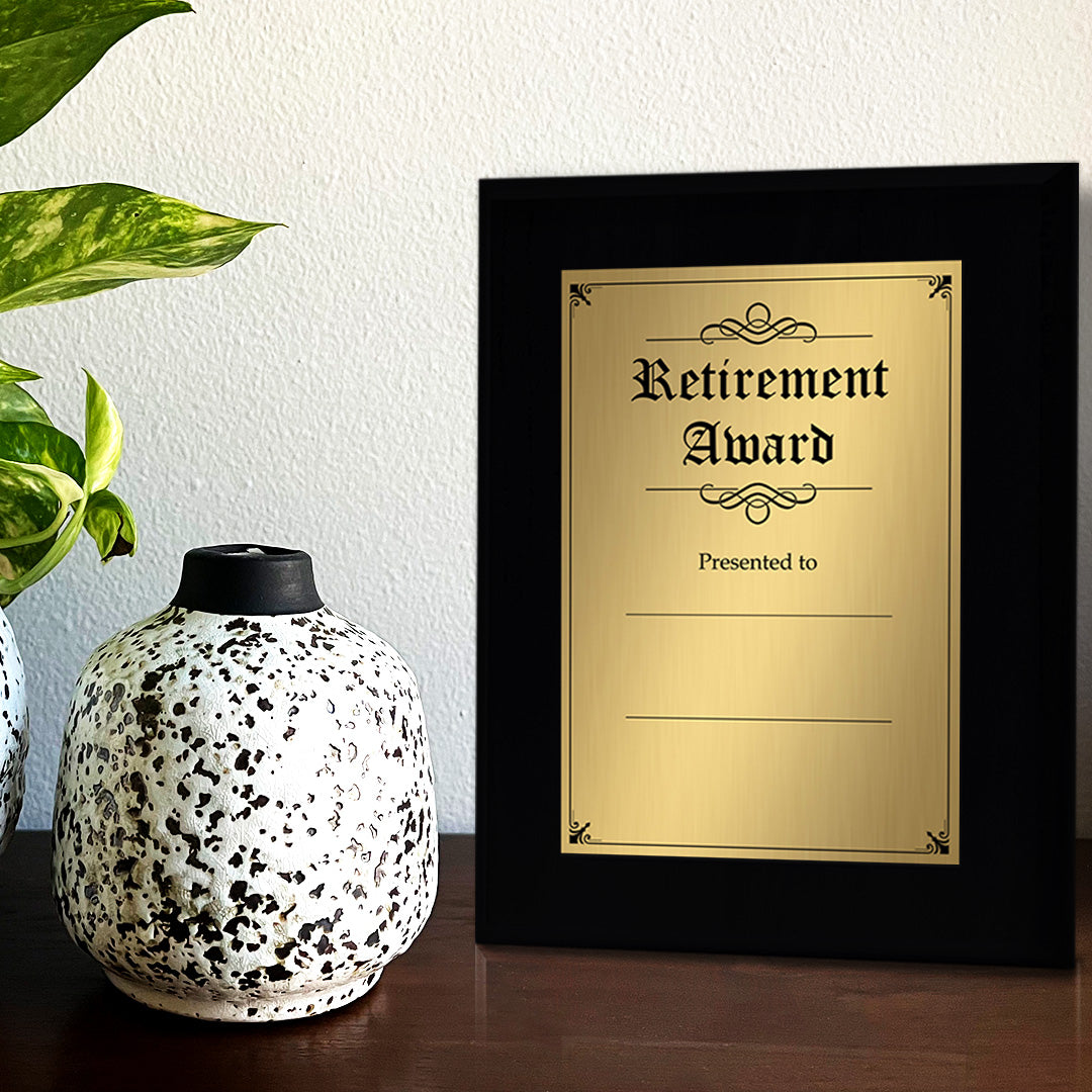 Signs ByLITA Customizable Retirement Award Wooden Plaque with Easel Stand, Engraved Gift for Employees, Organization members and Corporate Awards