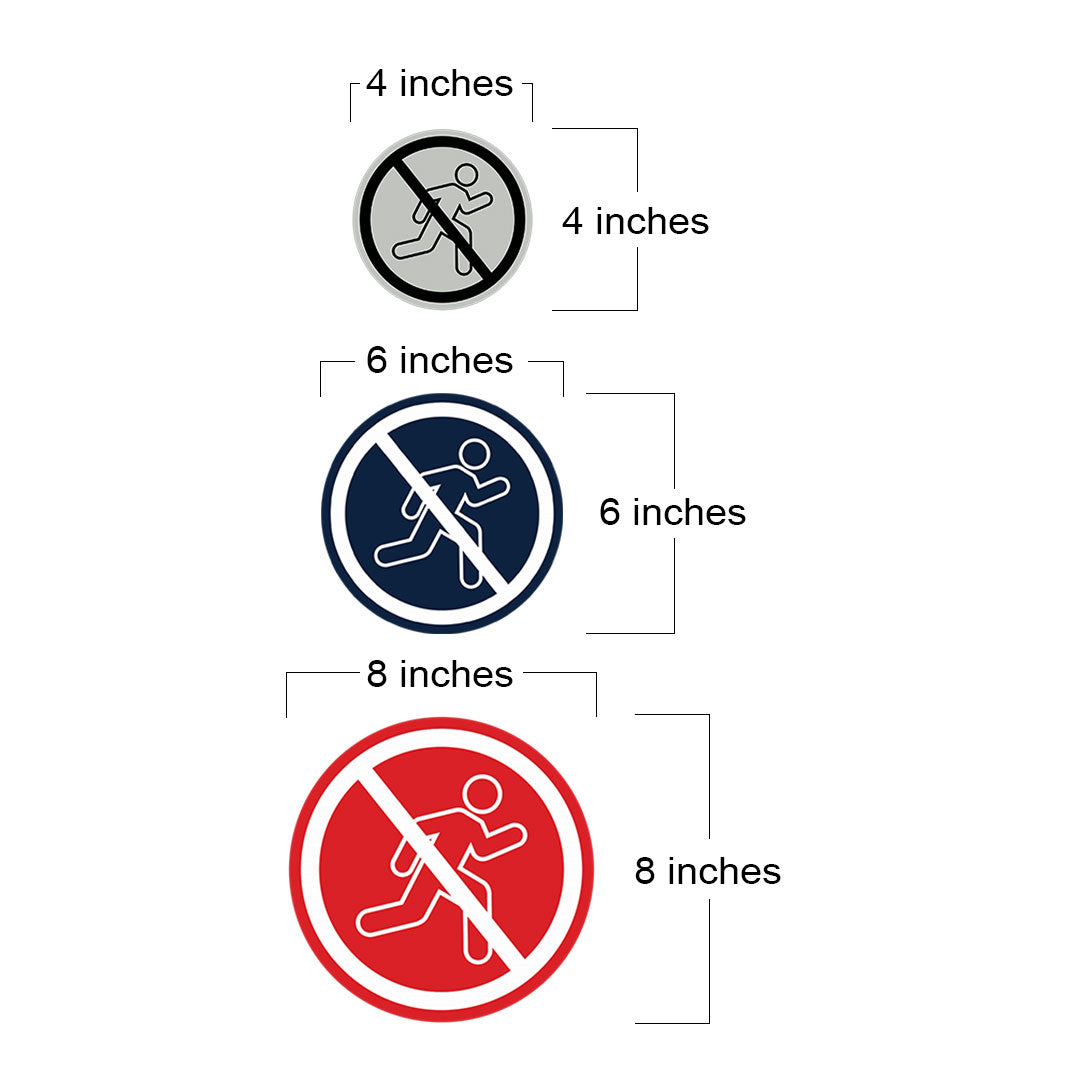 Signs ByLITA Circle No Running Graphic Door or Wall Sign | Easy Installation | Durable Construction | Promote Health And Safety | Caution Warning Sign for Home, Business and Office Spaces
