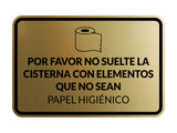 Signs ByLITA Classic Framed Por favor no suelte la cisterna con elementos que no sean papel higiénico Door or Wall Sign | Spanish Restroom Maintenance Signs