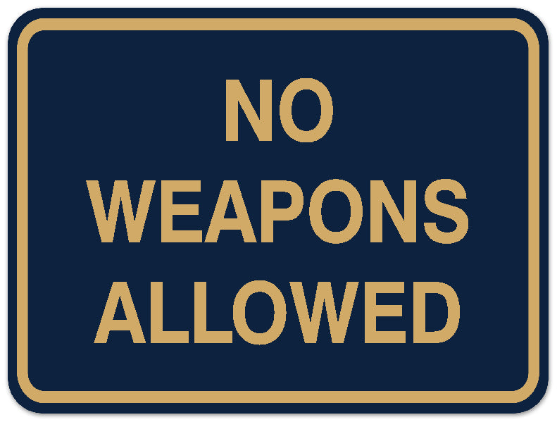 Signs ByLITA Classic Framed NO WEAPONS ALLOWED Door or Wall Sign Durable ABS Plastic | Laser Engraved | Easy Installation | Elegant Design