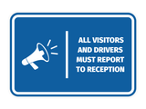 Signs ByLITA Classic Framed All Visitors And Drivers Must Report To Reception Door or Wall Sign Easy Installation | Health And Safety | Building And Hospitality Signs