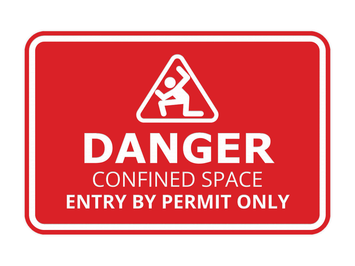 Signs ByLITA Classic Framed Danger: Confined Space - Entry by Permit Only Door or Wall Sign Easy Installation | Health And Safety | Building And Warning Signs