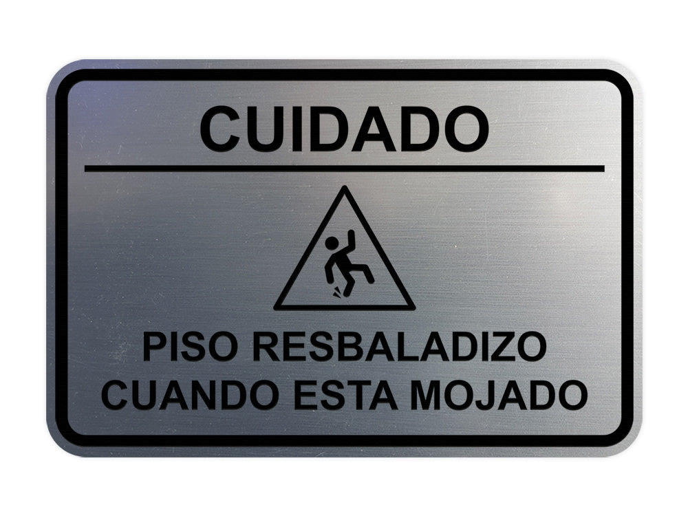 Signs ByLITA Classic Framed Cuidado: Piso Resbaladizo cuando esta mojado Door or Wall Sign Easy Installation | Health And Safety | Building And Hospitality