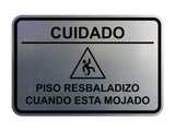 Signs ByLITA Classic Framed Cuidado: Piso Resbaladizo cuando esta mojado Door or Wall Sign Easy Installation | Health And Safety | Building And Hospitality