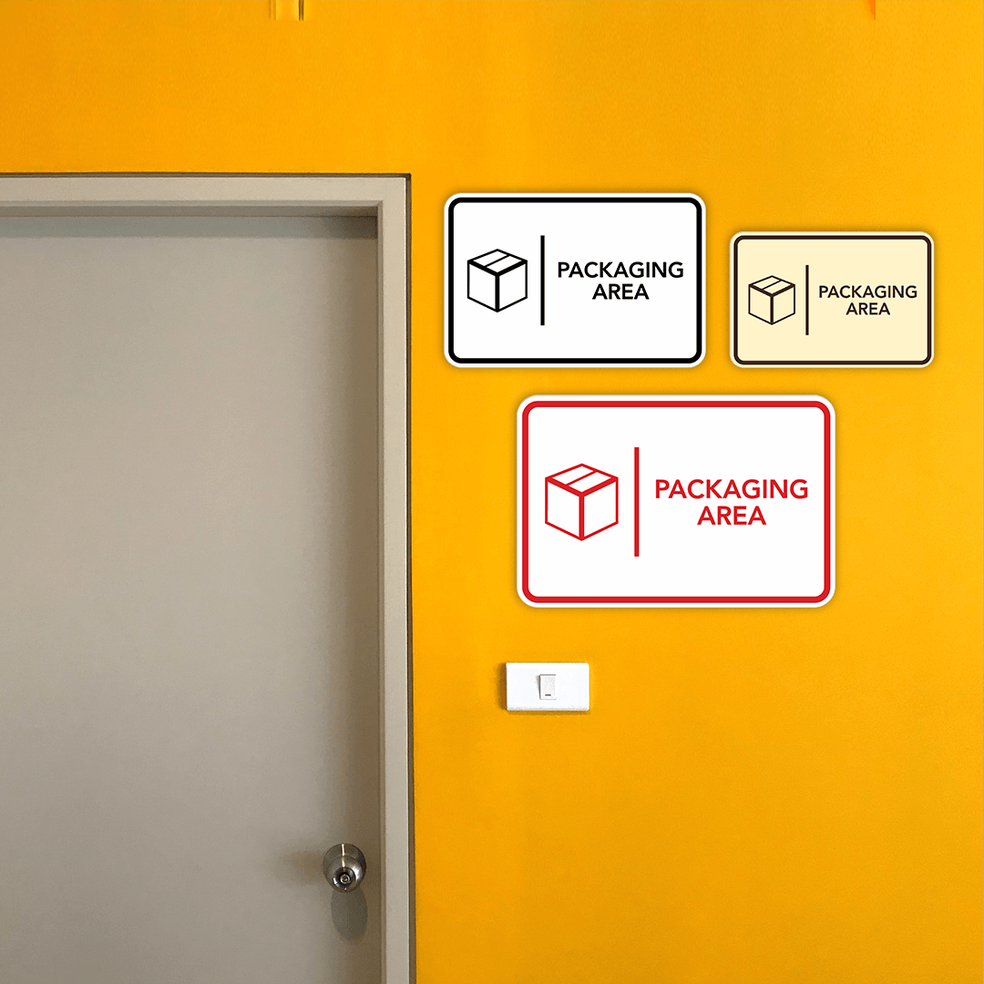 Signs ByLITA Classic Framed Packaging Area Door or Wall Sign Easy Installation | Health And Safety | Building And Hospitality Signs