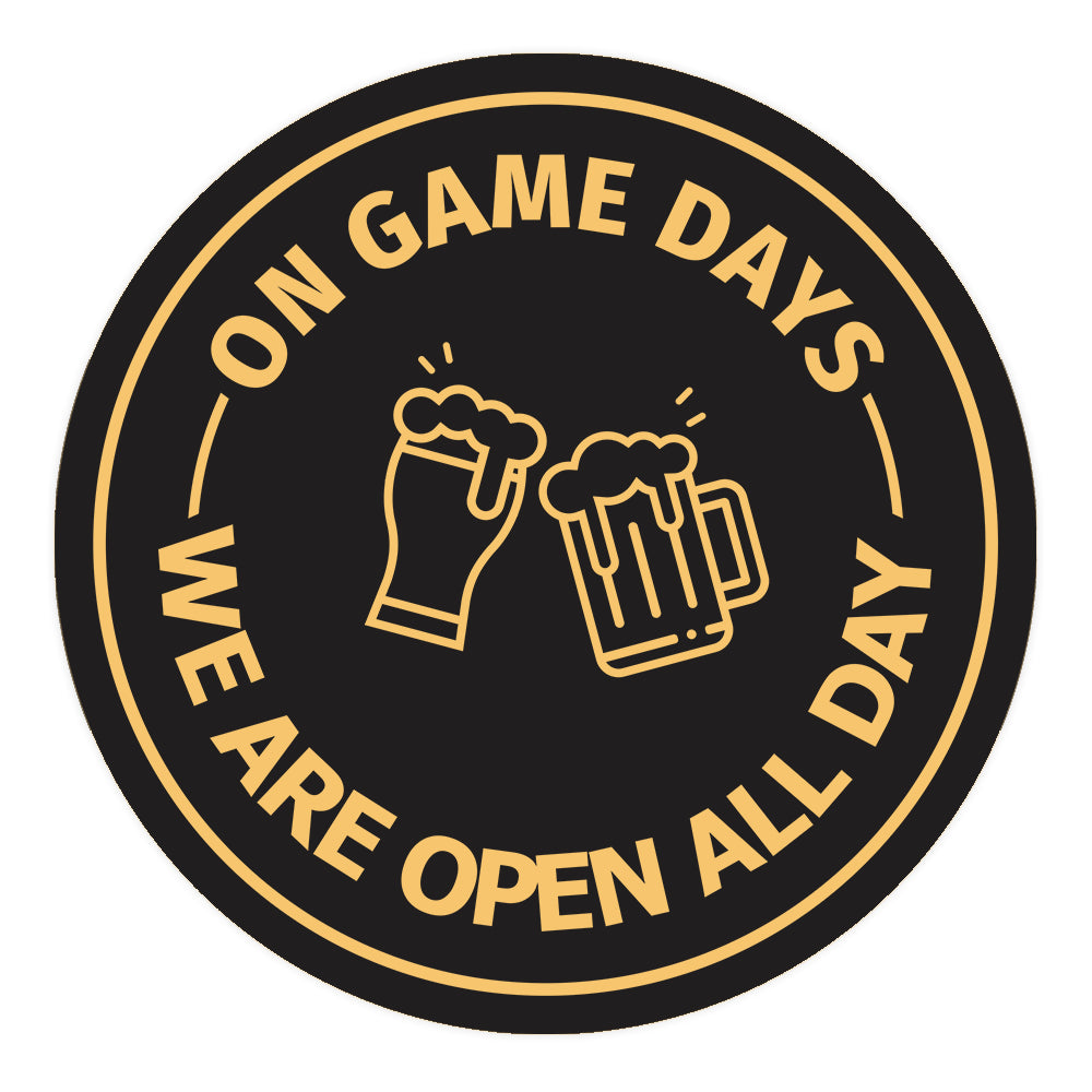 Signs ByLITA Circle On Game Days, We are Open All Day ABS Plastic | Laser Engraved | Easy Installation | Elegant Design Wall or Door Sign