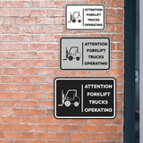 Signs ByLITA Classic Framed Attention! Forklift Trucks Operating Door or Wall Sign Easy Installation | Health And Safety | Building And Hospitality Signs