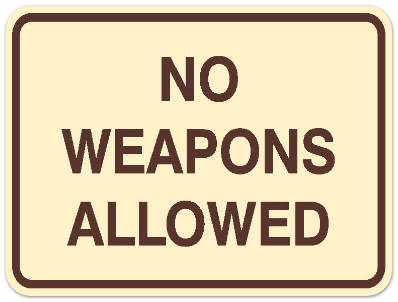 Signs ByLITA Classic Framed NO WEAPONS ALLOWED Door or Wall Sign Durable ABS Plastic | Laser Engraved | Easy Installation | Elegant Design