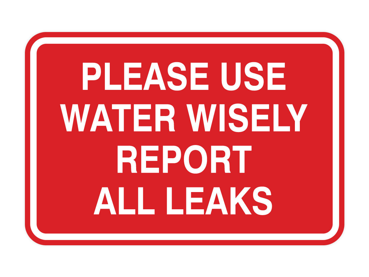 Signs ByLITA Classic Framed Please Use Water Wisely Report All Leaks Door or Wall Sign | Eco-Friendly Home Signs