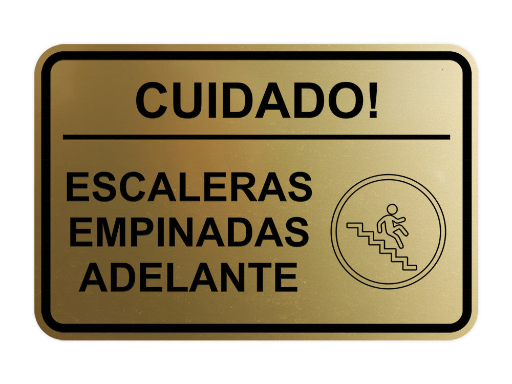 Signs ByLITA Classic Framed Cuidado Escaleras Empinadas Adelante Door or Wall Sign Easy Installation | Health And Safety | Building And Hospitality