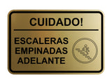 Signs ByLITA Classic Framed Cuidado Escaleras Empinadas Adelante Door or Wall Sign Easy Installation | Health And Safety | Building And Hospitality