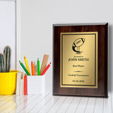 Football Customizable Wooden Award Plaque | Easel Mount Option | Achievement and Recognition Personalizable Plaques
