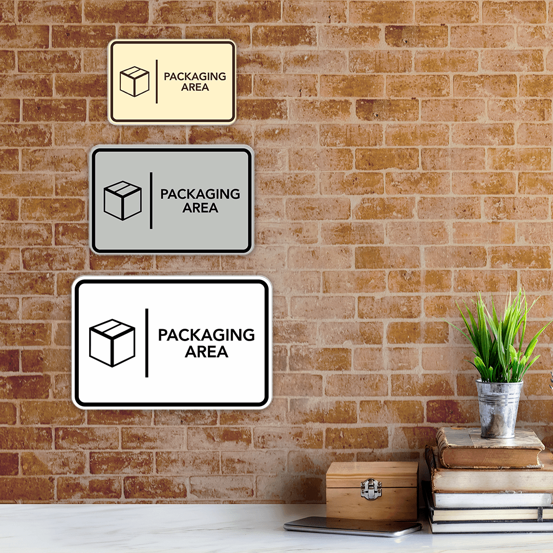 Signs ByLITA Classic Framed Packaging Area Door or Wall Sign Easy Installation | Health And Safety | Building And Hospitality Signs