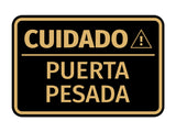 Signs ByLITA Classic Framed Cuidado Puerta Pesada Door or Wall Sign Easy Installation | Health And Safety | Building And Hospitality