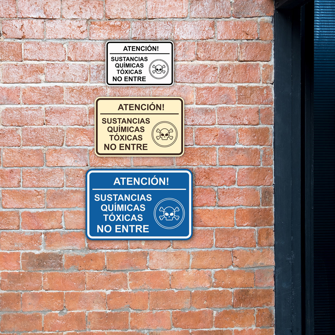 Signs ByLITA Classic Framed Atención Sustancias Químicas Tóxicas No entre Door or Wall Sign Easy Installation | Health And Safety | Building And Hospitality
