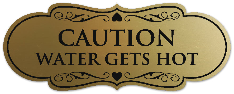 Signs ByLITA Designer Caution Water Gets Very Hot Sign - Easy Installation | Durable Wall or Door Sign