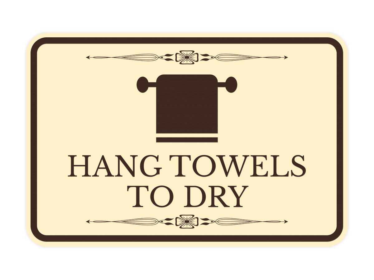 Signs ByLITA Classic Framed Hang Towels To Dry Vintage Bathroom Wall or Door Sign